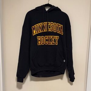 Russell Athletic Minnesota Gopher Hockey Black Hoodie with Gold Lettering size M